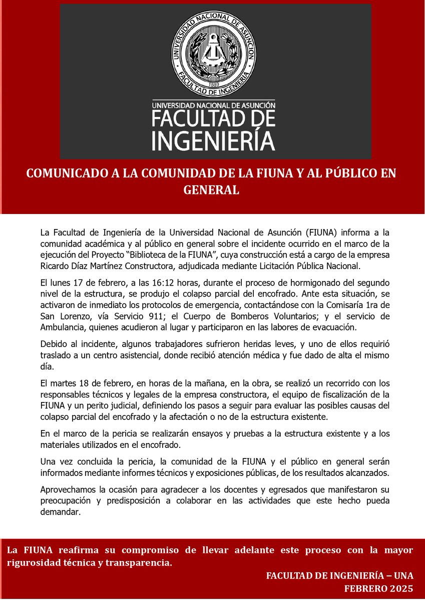 Comunicado a la Comunidad de la FIUNA y al público en general  wp.me/pc8Odv-jRK 🔗