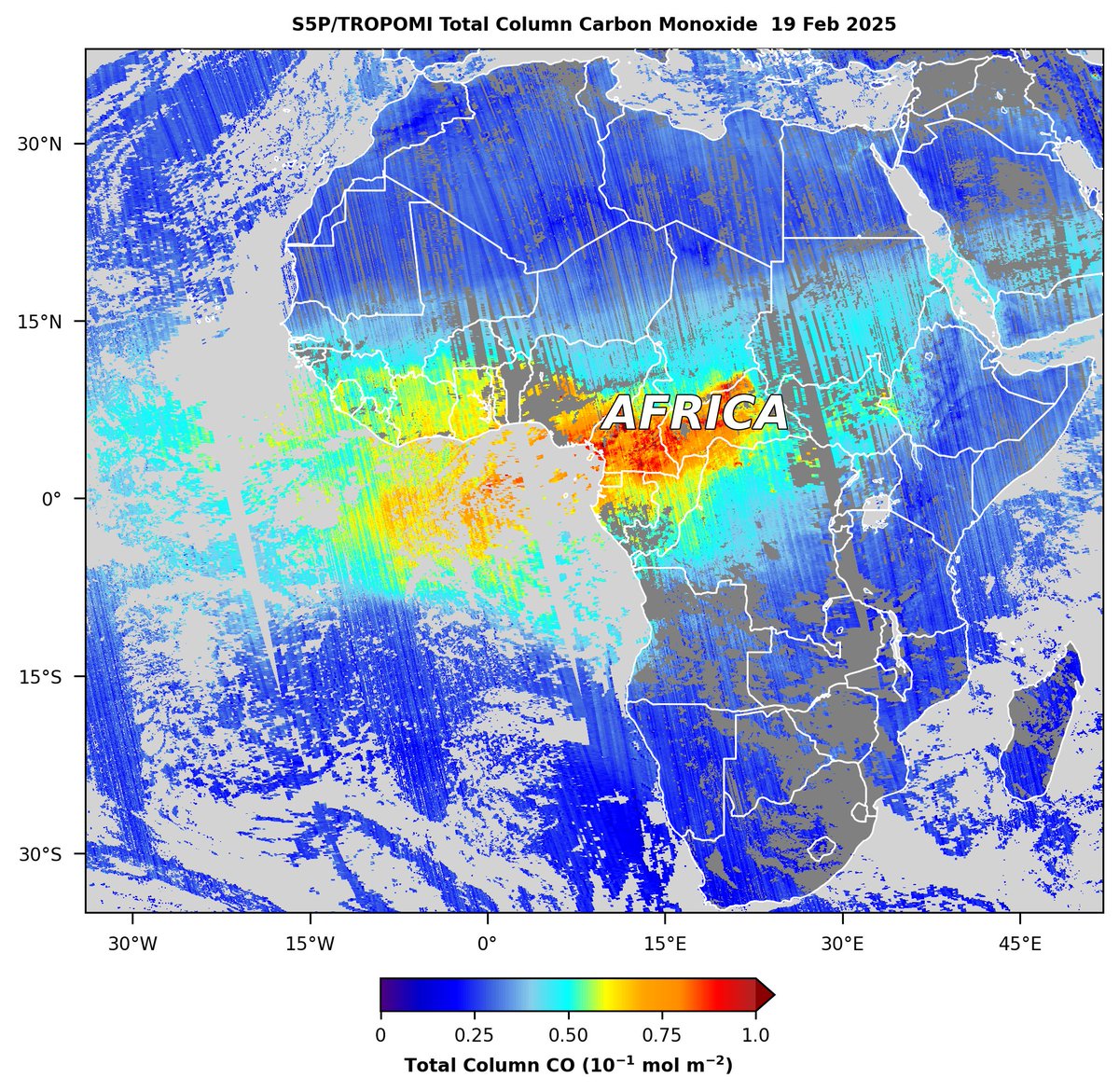 AerosolWatch (@aerosolwatch) on Twitter photo Seasonal burning in central Africa is emitting large amounts of carbon monoxide (CO), as observed on 19 Feb by the <a href="/tropomi/">TROPOMI</a> sensor on the Sentinel 5-P satellite. <a href="/CopernicusEMS/">Copernicus EMS</a> <a href="/NaegerAaron/">Aaron Naeger</a> <a href="/ESA_EO/">ESA Earth Observation</a> Seasonal burning in central Africa is emitting large amounts of carbon monoxide (CO), as observed on 19 Feb by the <a href="/tropomi/">TROPOMI</a> sensor on the Sentinel 5-P satellite. <a href="/CopernicusEMS/">Copernicus EMS</a> <a href="/NaegerAaron/">Aaron Naeger</a> <a href="/ESA_EO/">ESA Earth Observation</a>