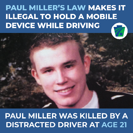 511PAPhilly's tweet photo. Paul Miller was killed by a distracted driver. Signed into law by @GovernorShapiro and effective this June, Paul Miller’s Law will make it illegal to hold a mobile device while driving. Distractions aren’t worth a life. More here: https://t.co/tkWYlWFxhw. #PALaw #BeSafePA https://t.co/nixPRMKs2r