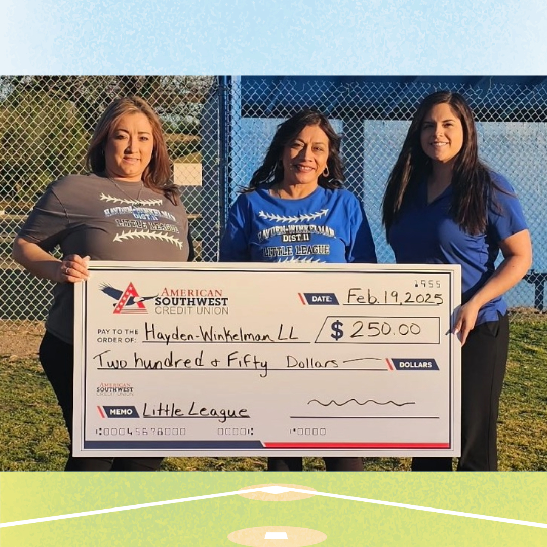 MyASCU's tweet image. Batter up for another great season! ⚾️🥎 American Southwest Credit Union is proud to support the Hayden-Winkelman Little League.  

ascu.org/ascu-backs-hay…

#LittleLeague #CommunitySupport #ASCU