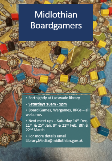 MidLibraries's tweet photo. Come along to the Midlothian Boardgamers Club ๐ฒโ๏ธ
This fortnightly group is on in #Lasswade Library, 10am-1pm. Join us for board games, wargames and RPGs - all are welcome!
The next meetup is Saturday 22nd February 2025 ๐งฉ
For more info, email library.media@midlothian.gov.uk https://t.co/lIce6EW3IZ