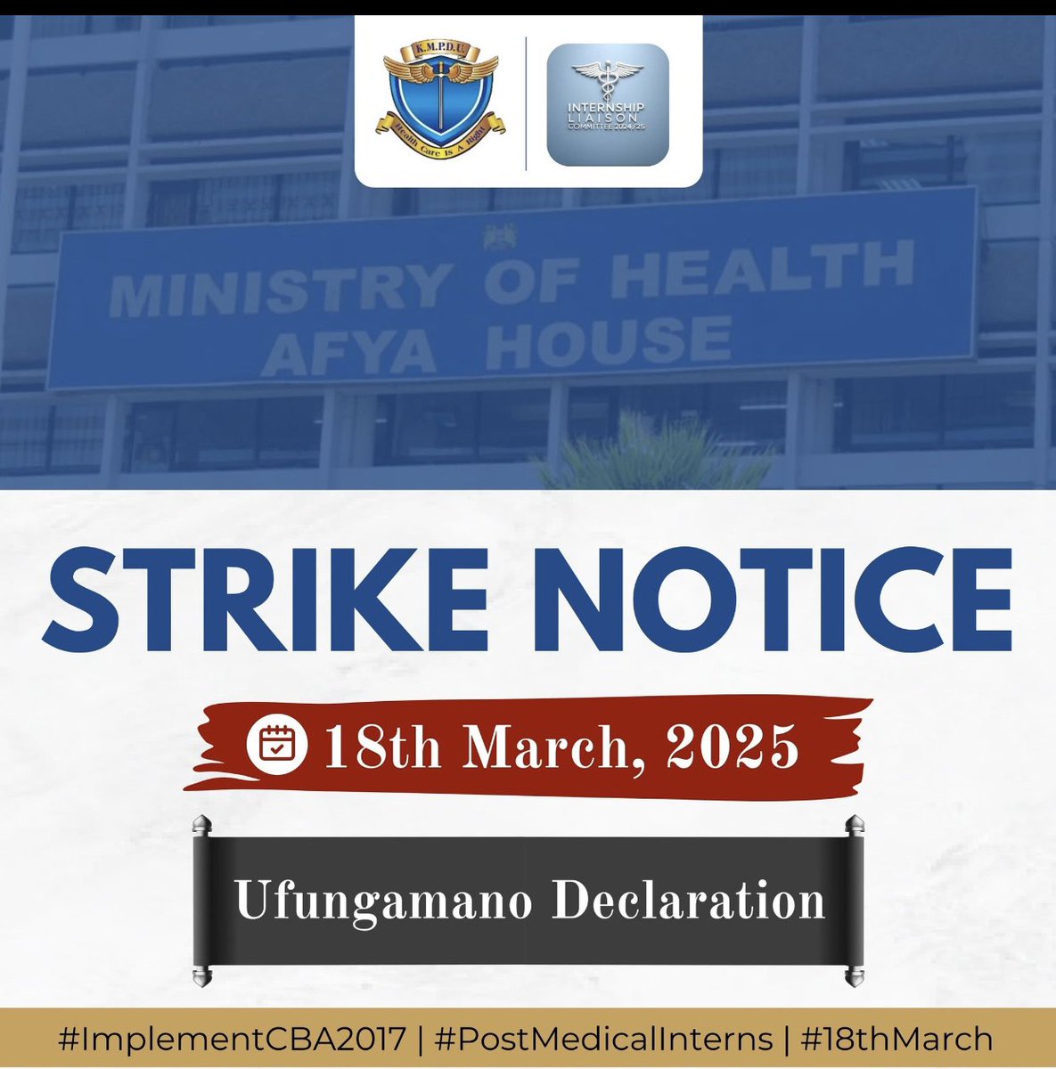 There will be no escape route for this incompetent regime and ministry, led by
#MulongoNiMuongo
If she doesn't #PostMedicalInterns
 and #ImplementCBA2017 .
We will retaliate and fight for what is rightfully ours.