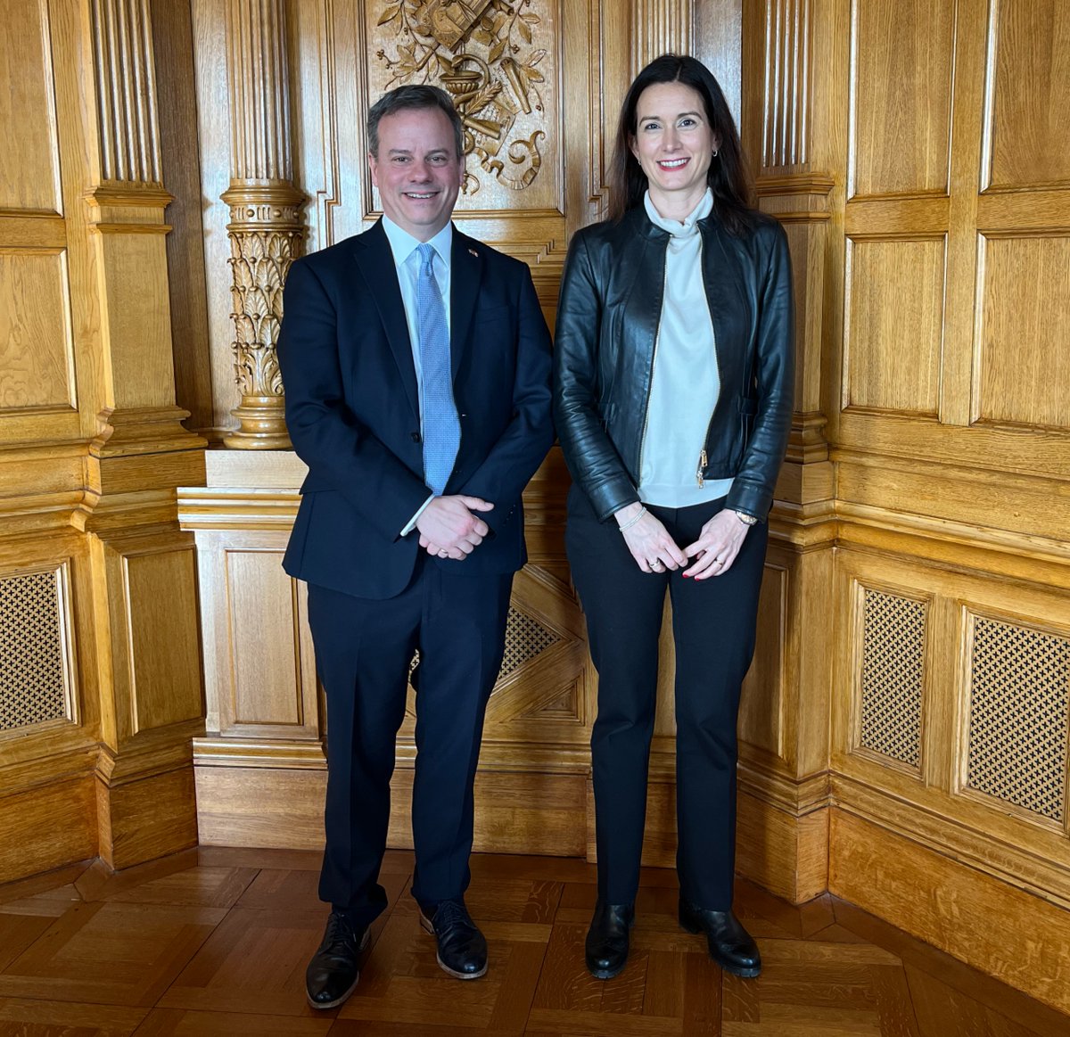 Chargé d’Affaires Brad Bell and Swiss National Council President @majariniker discussed the special friendship between the United States &amp; Switzerland today, including opportunities to further strengthen bilateral ties and investment to make both 🇺🇸 &amp; 🇨🇭 #MoreProsperous. <a href="/ParlCH/">Parl CH</a>