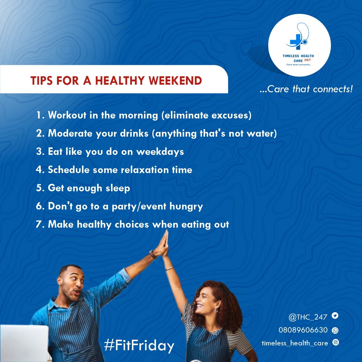 THC_247's tweet photo. Happy Friday everyone.
Don't let the weekend derail the healthy choices you made all week.
#TGIF
#HealthyTips
#TimelessHealthCare https://t.co/3rqrYsGSpN