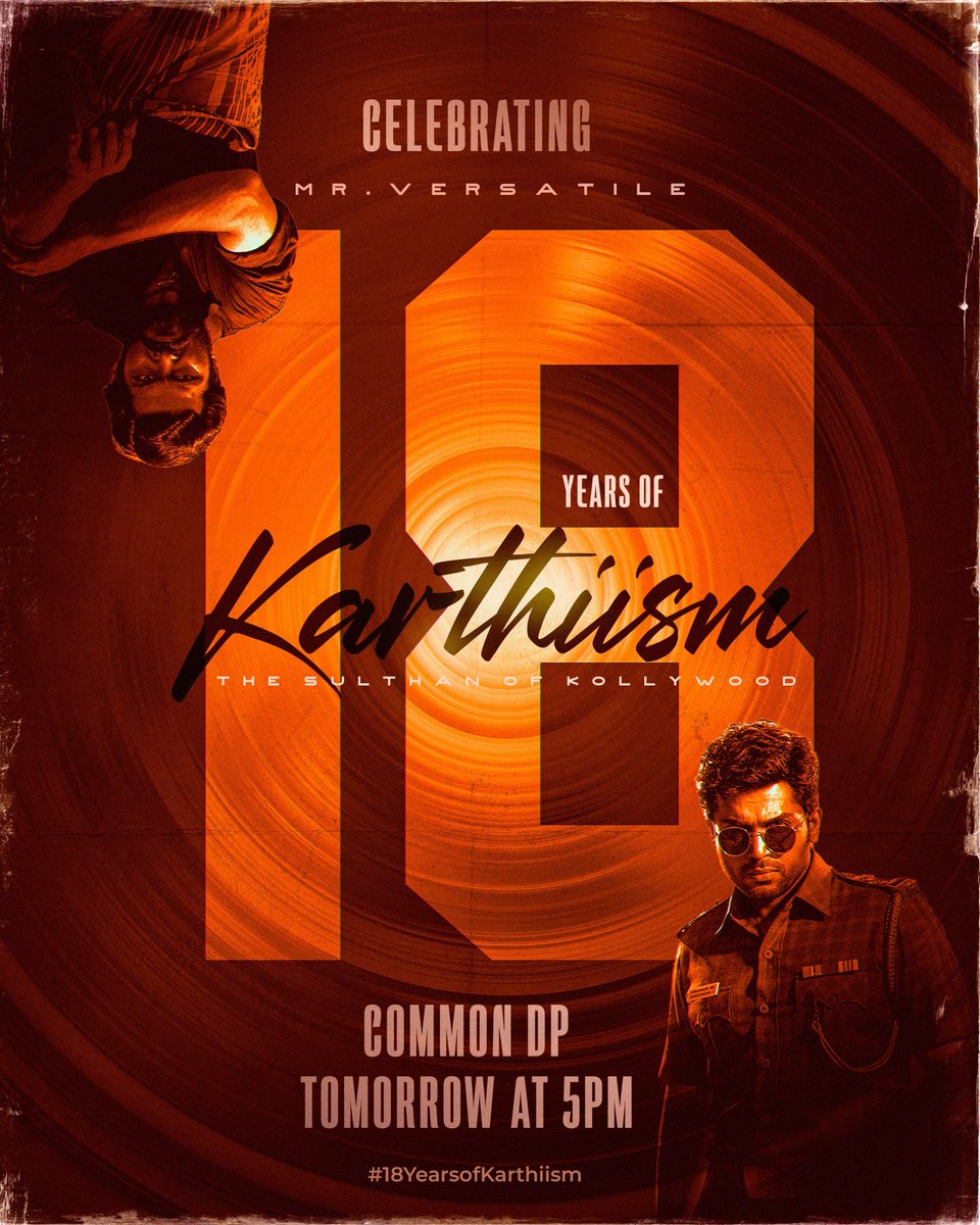 Kohliivan_'s tweet photo. • Get ready for the KARTHIism party. Sharing the @Karthi_Offl Anna's 18 years of excellence in cinema with a unified CDP. Let’s celebrate the Sulthan of Kollywood #Karthi together. ❤️

Common DP Releasing Tomorrow at 5 PM. 🔥

#MrVersatileKarthi #18YearsofKarthiism https://t.co/gj0FD6gp2l