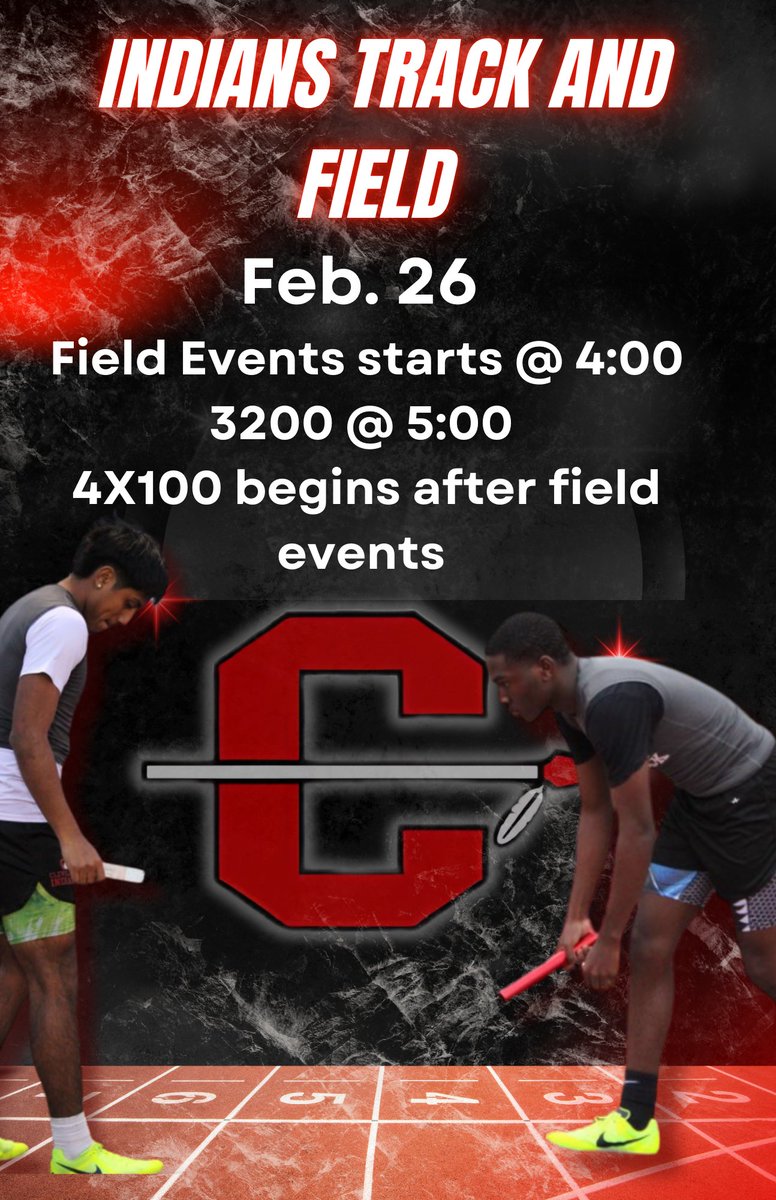 Cleveland_Track's tweet photo. Indian Nation! 
Come support your Boys and Girls JV teams next week at Indian Stadium for our only home meet of the year! We run on Wednesday. Details below! @ClevelandISDTX @cisd_sports @WEARECHSINDIANS @coachjwerner91 https://t.co/05Wo4w1txt