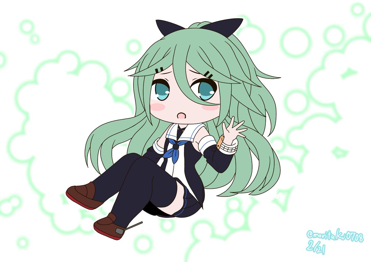 艦これ「山風(SDver)山風進水日おめでとう!#艦これ版深夜の真剣お絵描き60分一本勝」|MORITAのイラスト
