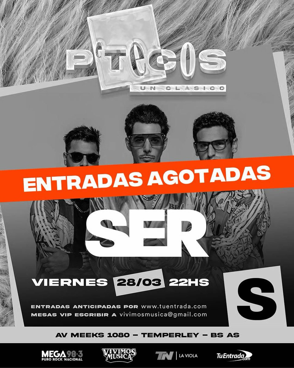 ENTRADAS AGOTADAS!
SER en vivo en Auditorio Sur!

Super sold out en la vuelta de PETECO’S! ✨🎶✨🎵