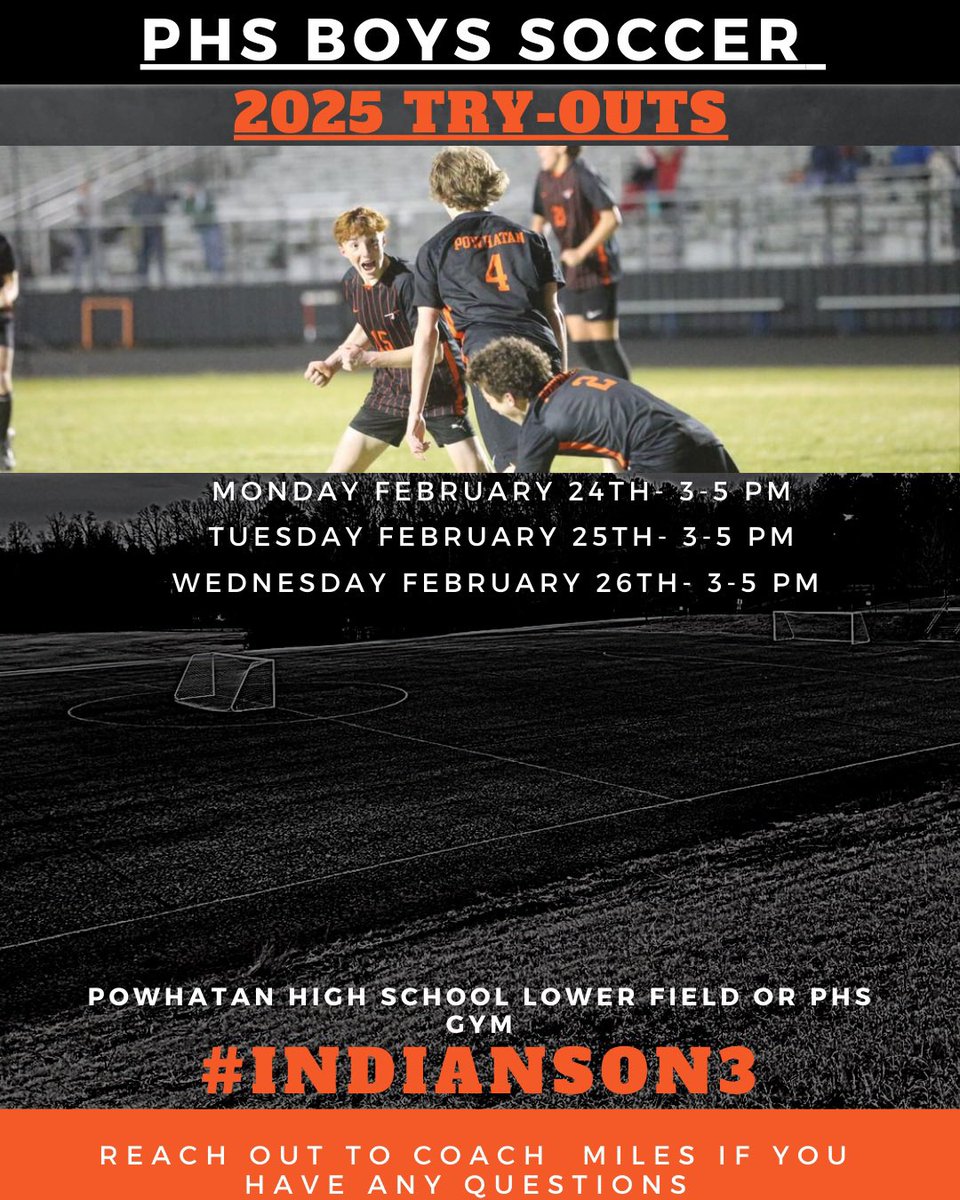 PowhatanBsoccer's tweet photo. Time to write our next chapter starting on Monday 💪 

Our 2025 tryouts are almost here! Please  make sure you have cleats, tennis shoes and indoors ready to go.. We are aiming to be outside but we will keep you posted once we asses the fields. Have a great weekend https://t.co/AlCmHUgoOu