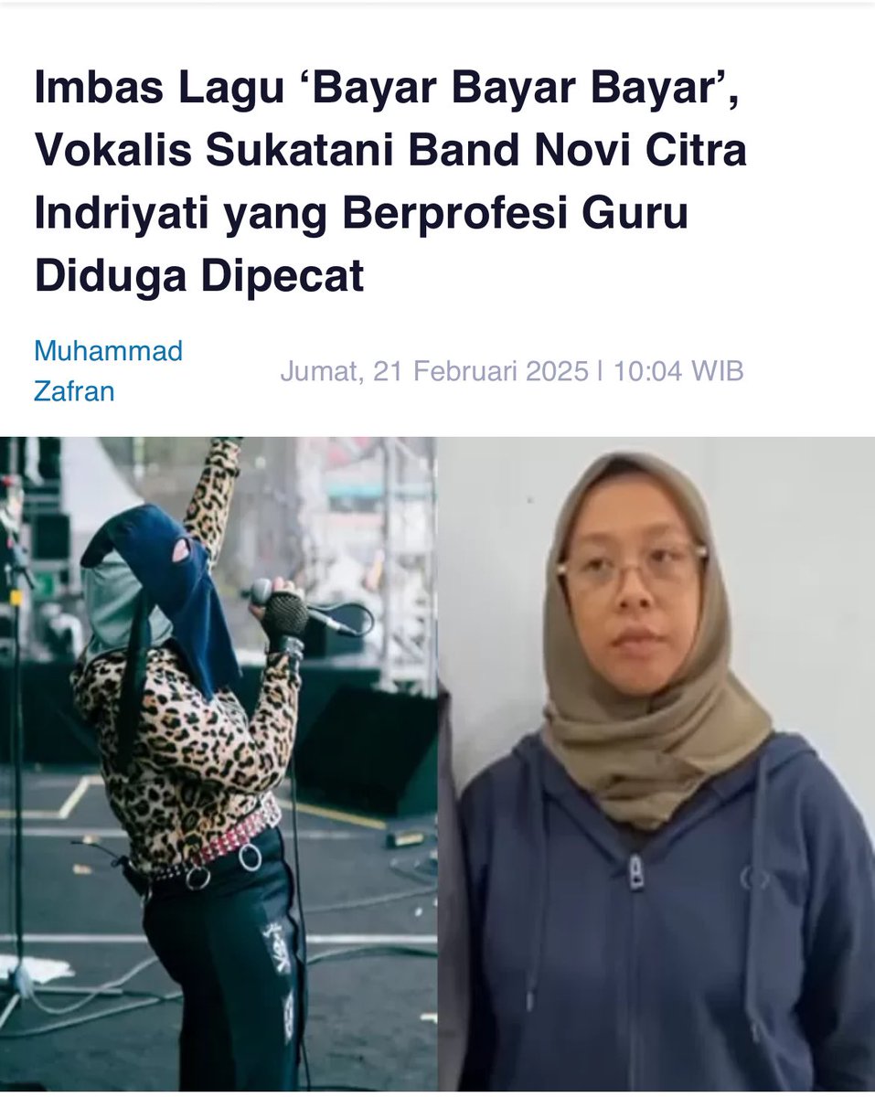 Sosok Novi yang memiliki nama panggung Twister Angel rupanya bukan sekadar vokalis band. Ia disebut merupakan seorang guru di sebuah sekolah dasar (SD).

Kabar soal Novi yang merupakan seorang guru telah dipecat akibat lagunya yang berjudul 'bayar bayar bayar' viral di media
