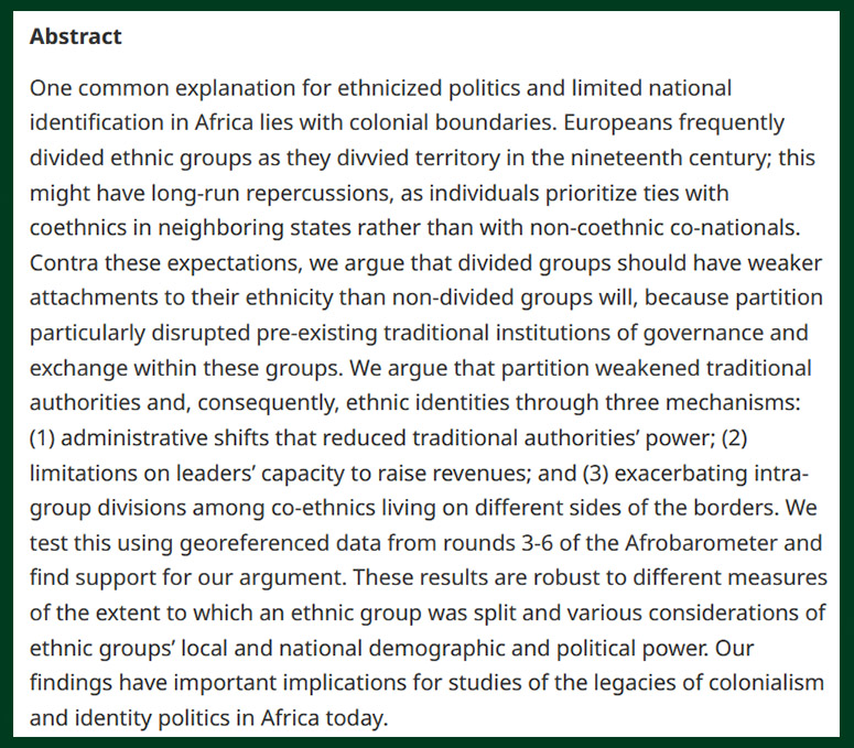 BJPolS's tweet image. NEW -

Colonial Mapmaking, Ethnic Identity, and Traditional Authority in Africa - cup.org/3EJYUFQ

- Christian Houle &amp;amp; @jconroykrutz (both @MSU_poli_sci) 

#OpenAccess