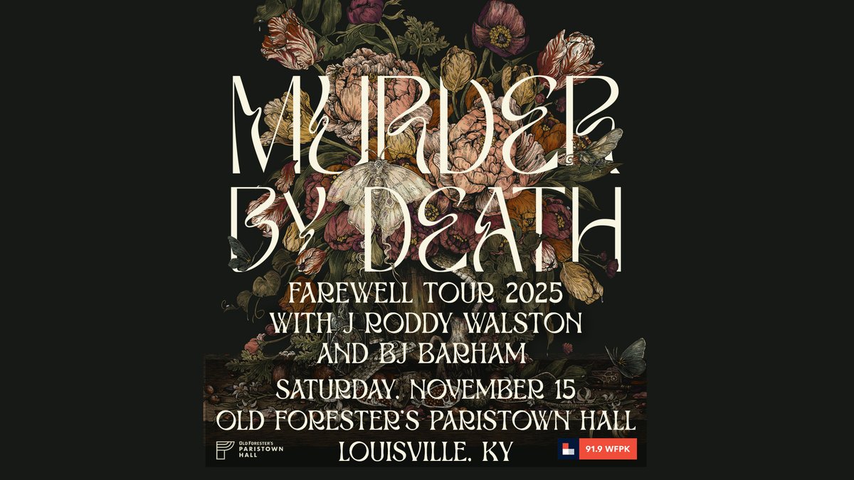 📣 SUPPORT ANNOUNCE 📣 <a href="/BJBarhamTweets/">BJ Barham</a> returns to Louisville this Fall! See him on the <a href="/murderbydeath/">Murder by Death</a> Farewell Tour with <a href="/JRoddyBusiness/">JRWB</a> at <a href="/ParistownHall/">Old Forester's Paristown Hall</a> Saturday, November 15. 🎫 Tickets are ON SALE NOW: bit.ly/OFPHMurderByDe….