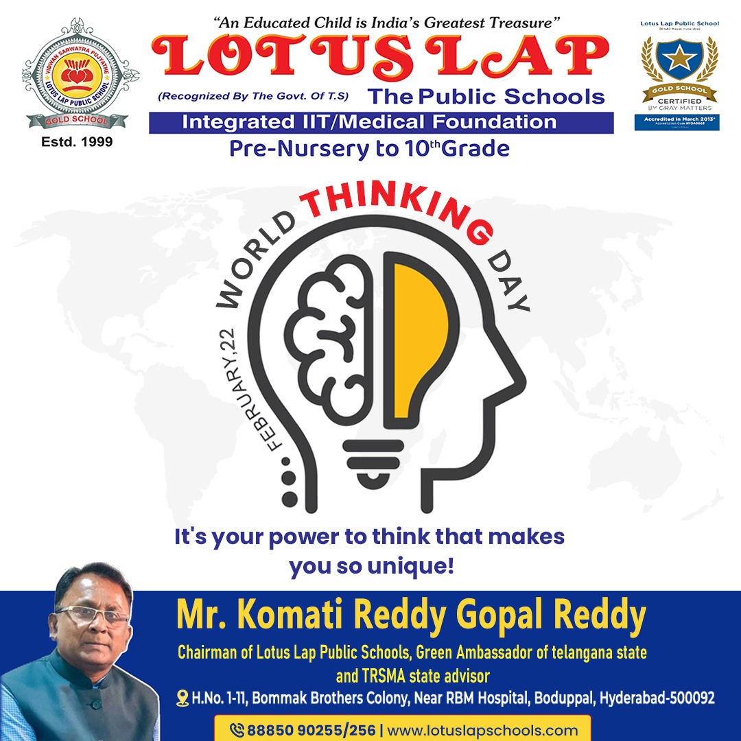 Lotuslap_Bdpl's tweet image. #HappyWorldThinkingDay

Thinking drives creativity, innovation &amp;amp; problem-solving! At #LotusLapPublicSchools, we inspire #YoungMinds to think beyond limits &amp;amp; shape a #BrighterFuture!

🌐 lotuslapschools.com
📞 8885090255/256
#FutureLeaders #HyderabadSchools #Boduppal