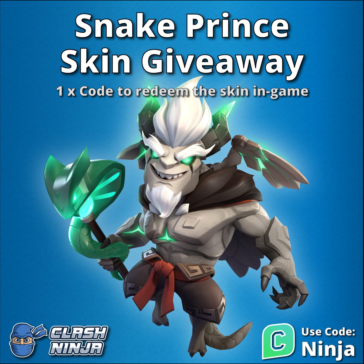 Clash Ninja (@clashdotninja) on Twitter photo Snake Prince Skin Giveaway!
1 x Skin code
To Enter:
✅Follow <a href="/ClashDotNinja/">Clash Ninja</a>
✅Retweet this tweet
Optional:
Subscribe to youtube.com/c/clashninja
Winner announced after 12:00 UTC 23rd February 2025
#ClashofClans #GiftedBySupercell Snake Prince Skin Giveaway!
1 x Skin code
To Enter:
✅Follow <a href="/ClashDotNinja/">Clash Ninja</a>
✅Retweet this tweet
Optional:
Subscribe to youtube.com/c/clashninja
Winner announced after 12:00 UTC 23rd February 2025
#ClashofClans #GiftedBySupercell