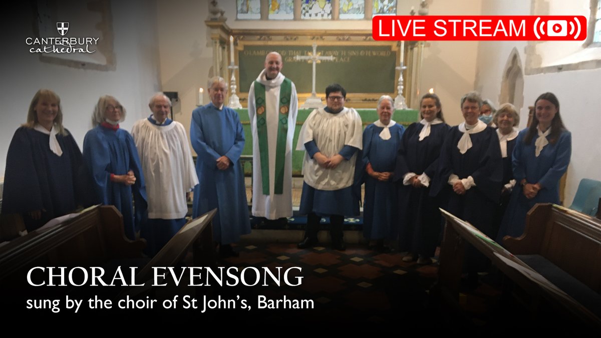 Join our clergy and visiting choir -  St John’s, Barham - in person or live online at 5.30pm today for Choral Evensong ⬇️

ow.ly/W3yw50R4Bff

#ChurchatHome #ChurchOnline #OnlineWorship