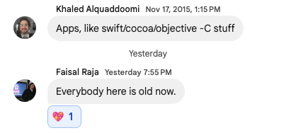 so nice to hear from old coworkers in the dormant group chat