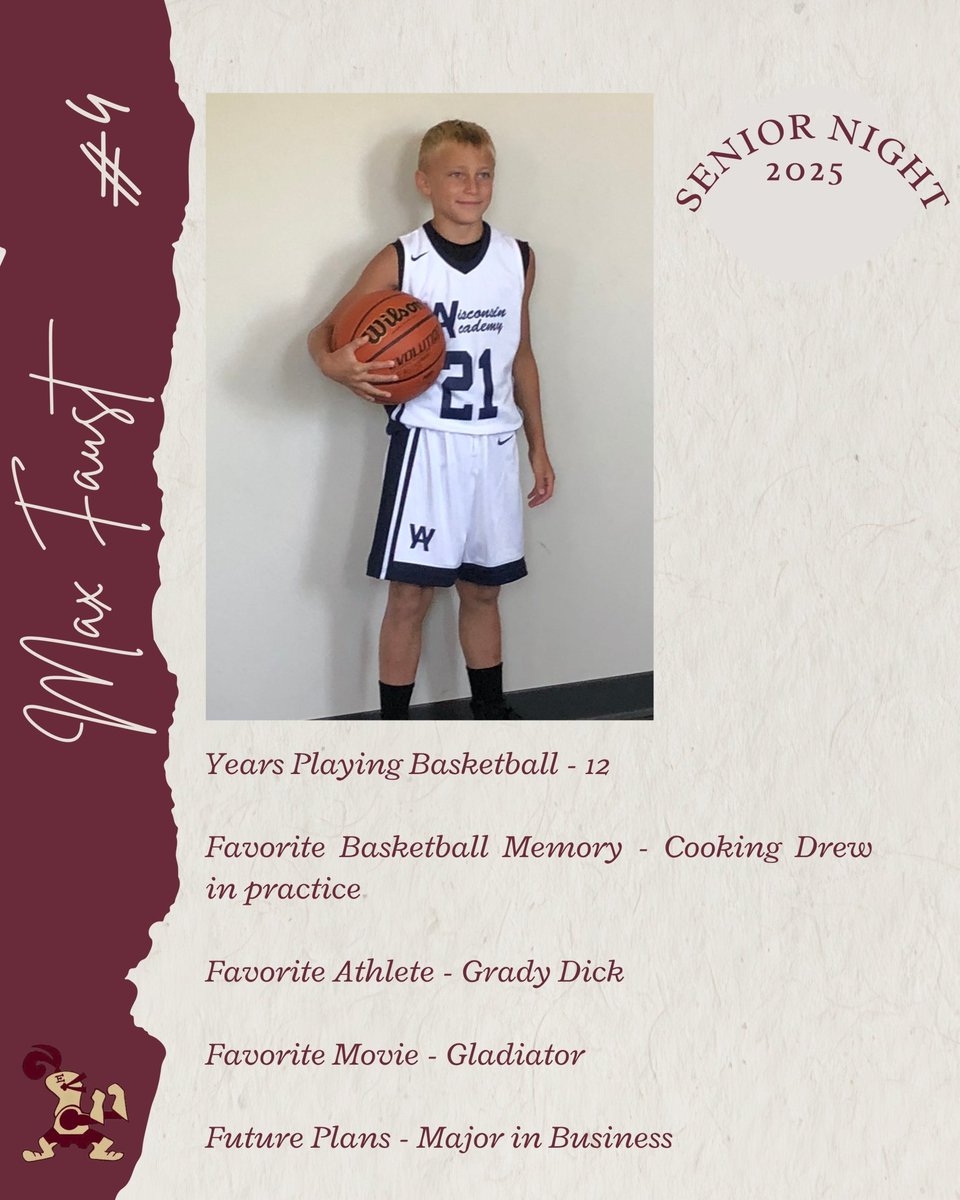 Next of the seniors is Max Faust. Max would like to shoutout Drew Christensen
