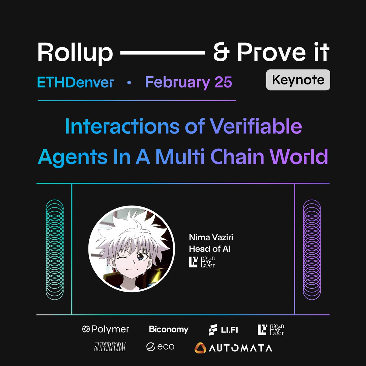 AI agents are arguably the biggest winners of this cycle.

<a href="/eigenlayer/">EigenCloud</a>'s <a href="/nima_vaziri/">Nima Vaziri</a> shows us how verifiable AI agents can operate across chains.

Register: lu.ma/506nul3h