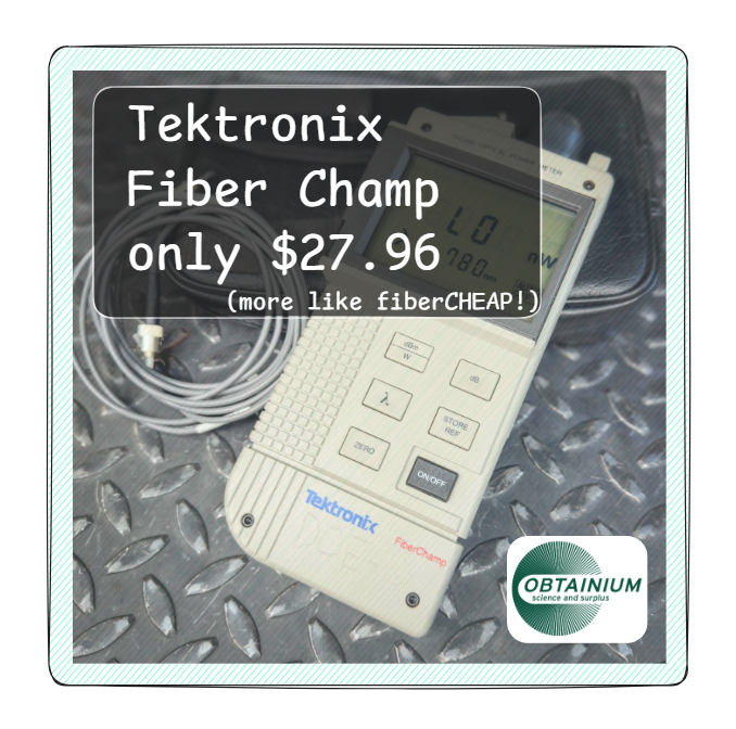 Obtainium's tweet photo. Got Fiber? Test It Like a Pro for Less Than $30!
See It /   Buy It Here👉 https://t.co/0NGMfDlwwx
What if you could troubleshoot fiber optic networks with lab-grade precision—for under $30? 
Tektronix FiberChamp TFC200 

#FiberOptics #TechDeals #STEM https://t.co/Vl9buUMxe9