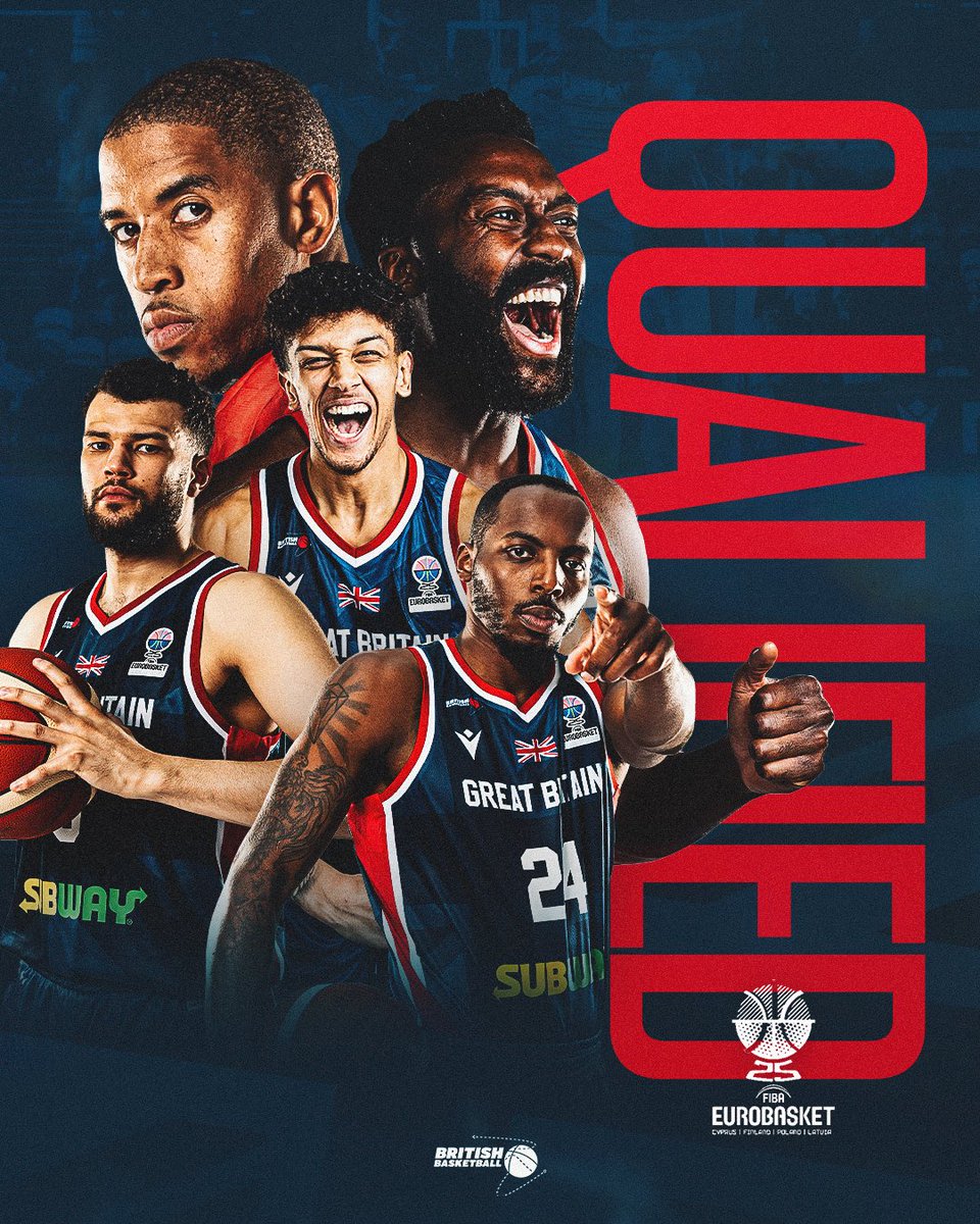 Great Britain Basketball (@gbbasketball) on Twitter photo EUROBASKET CALLING 🤙
Tonight’s win over the Netherlands confirms our place at <a href="/EuroBasket/">FIBA EuroBasket</a> 2025! 🔥 EUROBASKET CALLING 🤙
Tonight’s win over the Netherlands confirms our place at <a href="/EuroBasket/">FIBA EuroBasket</a> 2025! 🔥