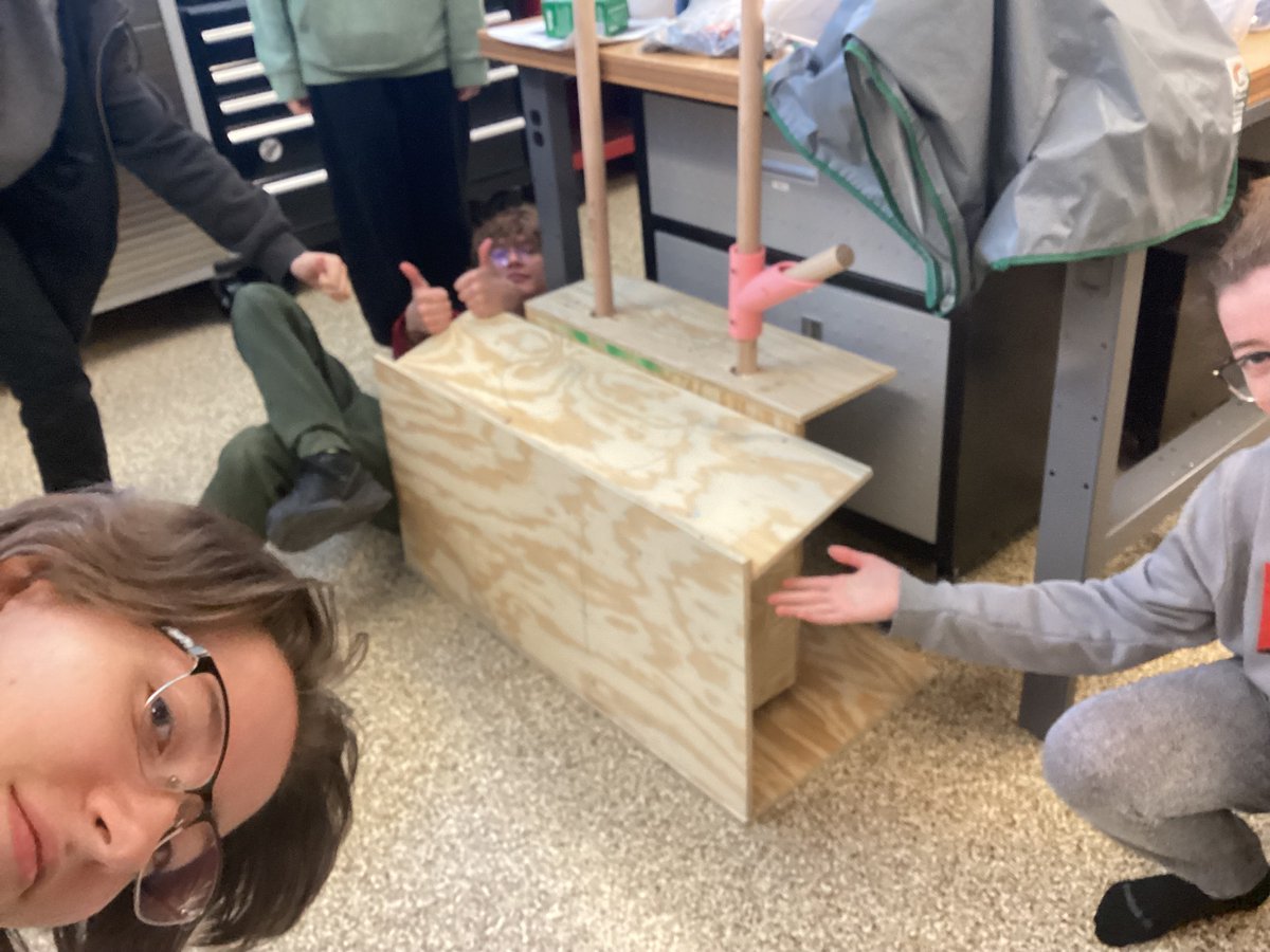 Our team has finally stuck together a few pieces of wood. Look how happy we are! #first #frc #usd469