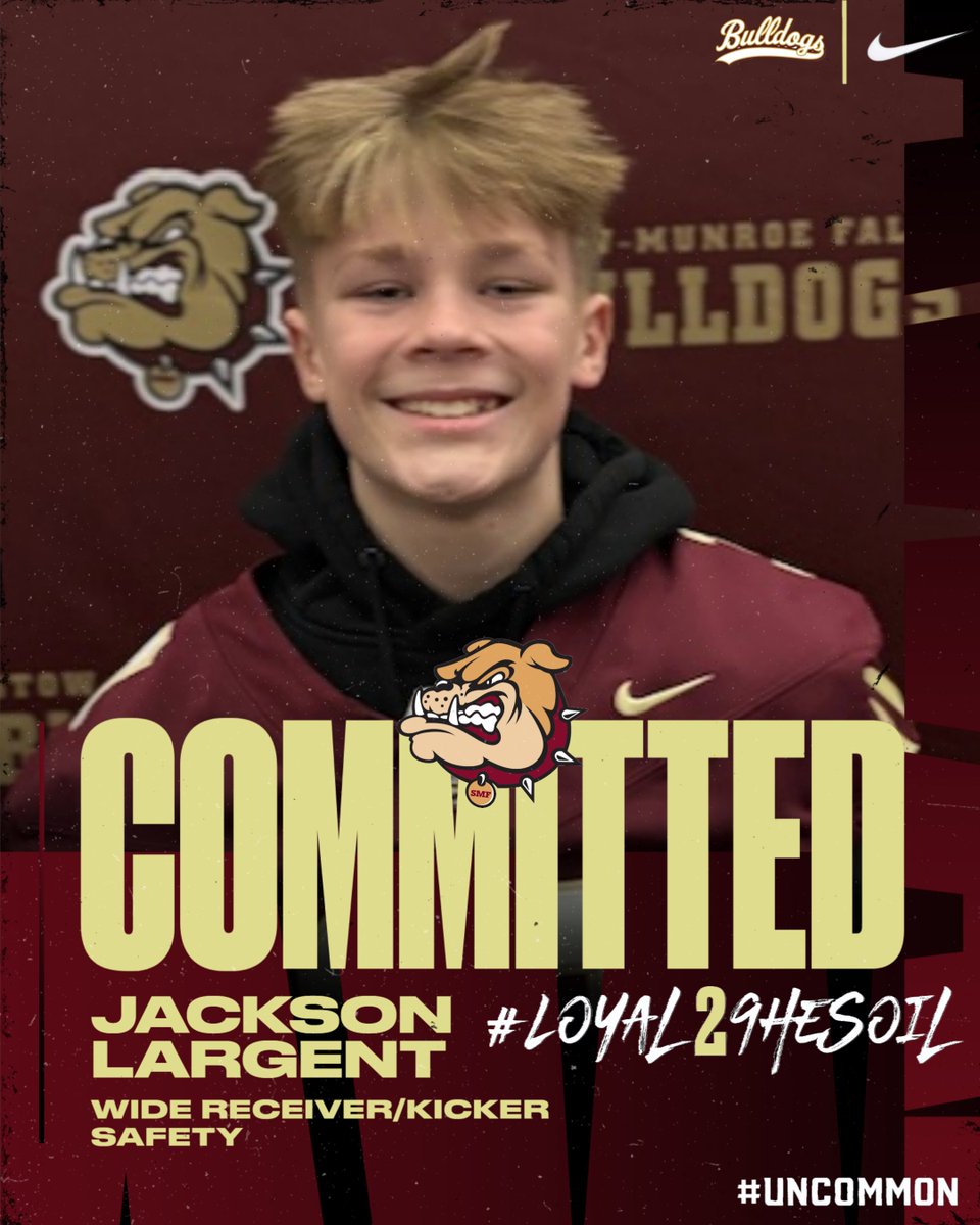 Class of 2029 WR/PK/DB Jackson Largent is SIGNED &amp; COMMITTED to the Bulldog Football FAMILY! Excited to watch you develop and grow for your hometown school! GO BULLDOGS! #UNcommon #Loyal2TheSoil