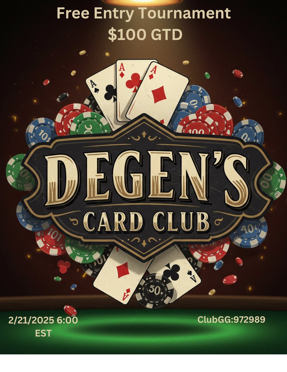 Free Entry Tournament $100 GTD tonight at 6 EST
Password is Friends