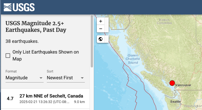 Well, an earthquake wasn't on today's bingo card, but here we are.

#Squamish