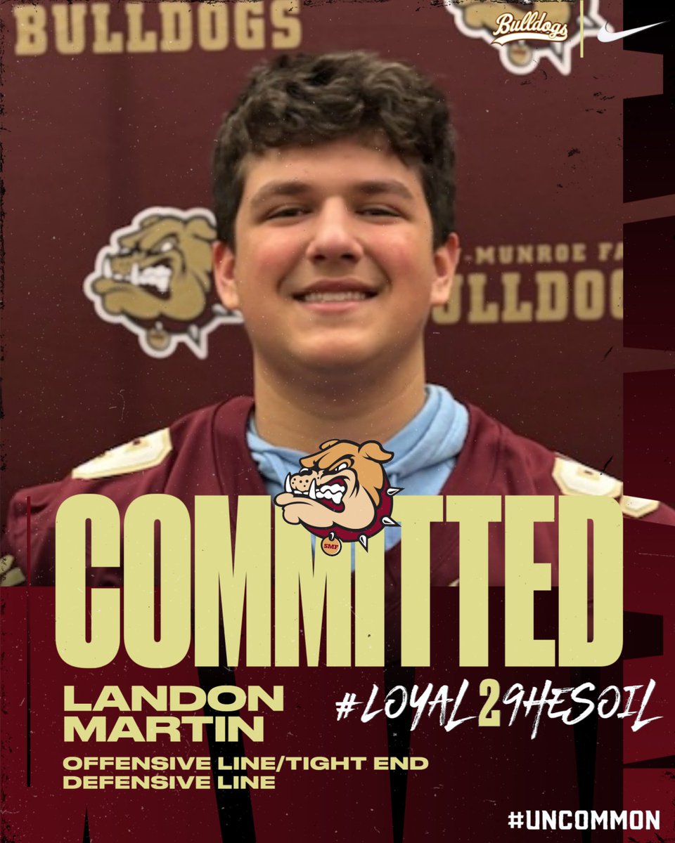 Class of 2029 OL/DL Landon Martin is SIGNED &amp; COMMITTED to the Bulldog Football FAMILY! Excited to watch you develop and grow for your hometown school! GO BULLDOGS! #UNcommon #Loyal2TheSoil
