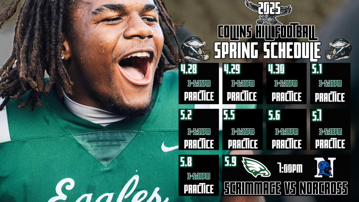 2025 Spring Football is set! Counting down the days until April 28th. 

#FORTHEHILL 🦅