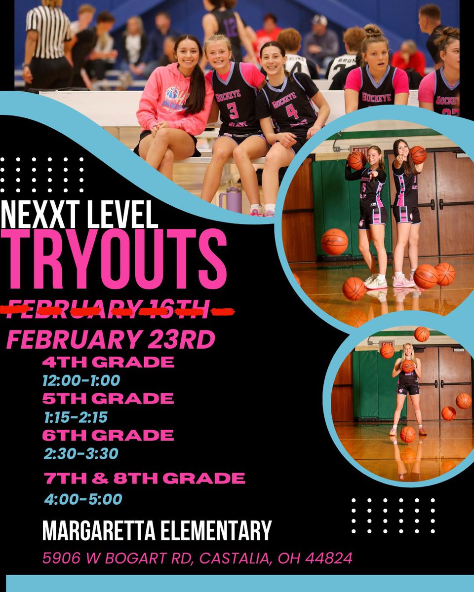 Don’t forget this Sunday AAU starts with Middle school tryouts💥🚀

Make sure you register at nxxtlvlbball@gmail.com
Full name 
School
Grade