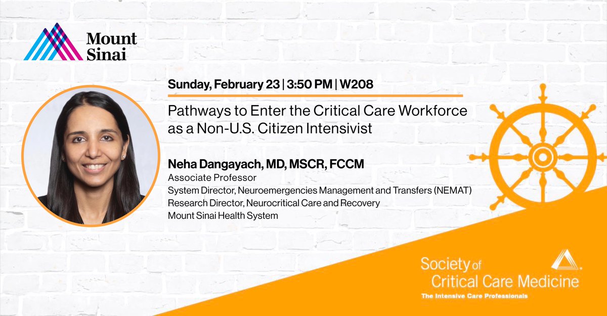 Mount Sinai Neurosurgery (@mountsinaineuro) on Twitter photo AT #SCCM2025! Neurointerventionalist <a href="/drdangayach/">Neha Dangayach MD MSCR FAAN FANA FCCP FCCM FNCS</a>, System Director of Neuroemergencies Management & Transfers at <a href="/MountSinaiNYC/">Mount Sinai Health System</a>, will be presenting on "Pathways to Enter the Critical Care Workforce as a Non-U.S. Citizen Intensivist." See you there! <a href="/SCCM/">SCCM</a> <a href="/MountSinaiNCC/">MountSinaiNCC</a> 🙌✨ AT #SCCM2025! Neurointerventionalist <a href="/drdangayach/">Neha Dangayach MD MSCR FAAN FANA FCCP FCCM FNCS</a>, System Director of Neuroemergencies Management & Transfers at <a href="/MountSinaiNYC/">Mount Sinai Health System</a>, will be presenting on "Pathways to Enter the Critical Care Workforce as a Non-U.S. Citizen Intensivist." See you there! <a href="/SCCM/">SCCM</a> <a href="/MountSinaiNCC/">MountSinaiNCC</a> 🙌✨