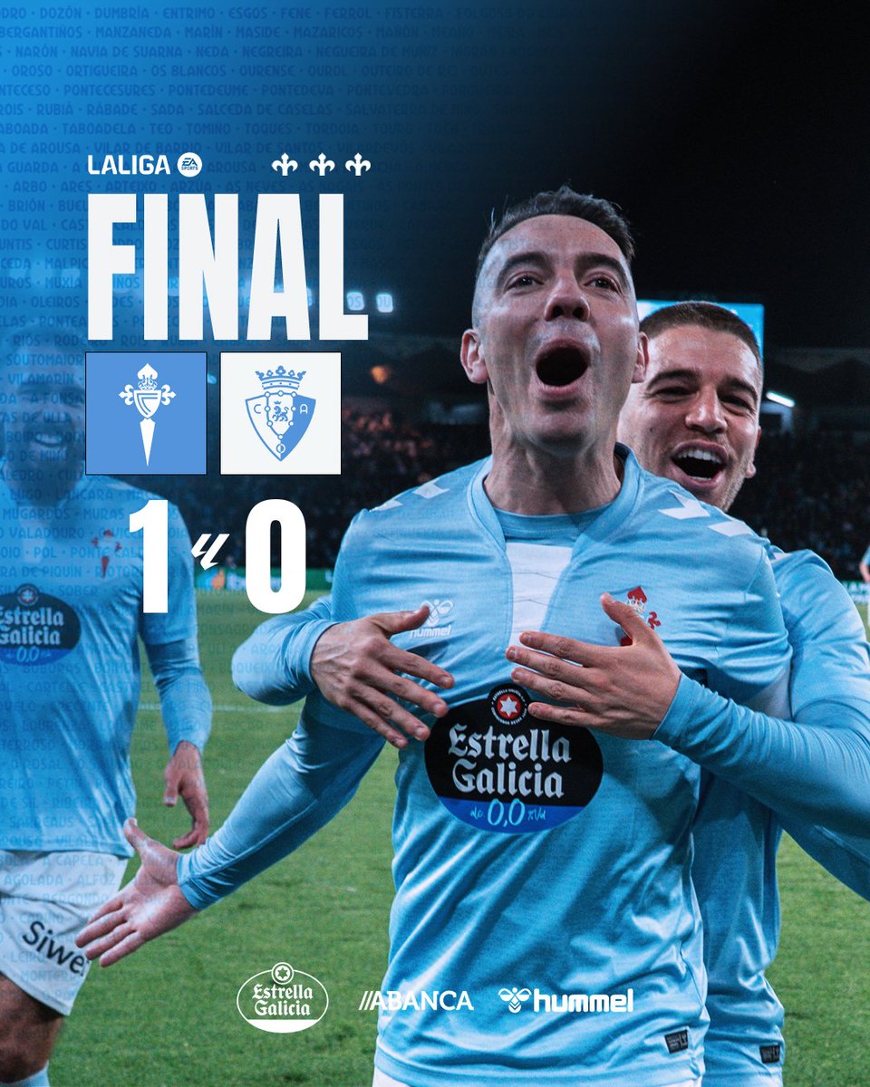 𝗙𝗜𝗡𝗔𝗟 🏁 ISTO É O CELTA!

Unha nova vitoria na nosa casa para seguir sumando de tres 🙌🩵 Vaia forma de despedir á bancada de Gol!

#CeltaOsasuna ⋄ #LALIGAEASPORTS