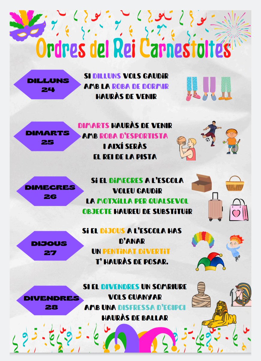 Ja tenim les ordres del Carnestoltes!!! 🥸🎉🪅🎶