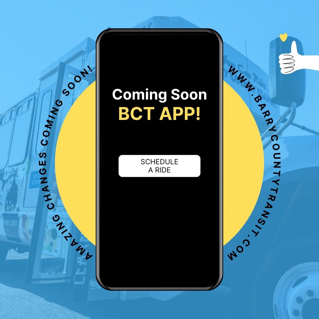 BarryCoTransit's tweet image. There are  amazing changes coming from Barry County Transit on the horizon! Be on the lookout for an app where you can schedule your rides, check out your upcoming rides, get notifications when your ride is on the way and so much more! - mailchi.mp/0c792bccb563/2…