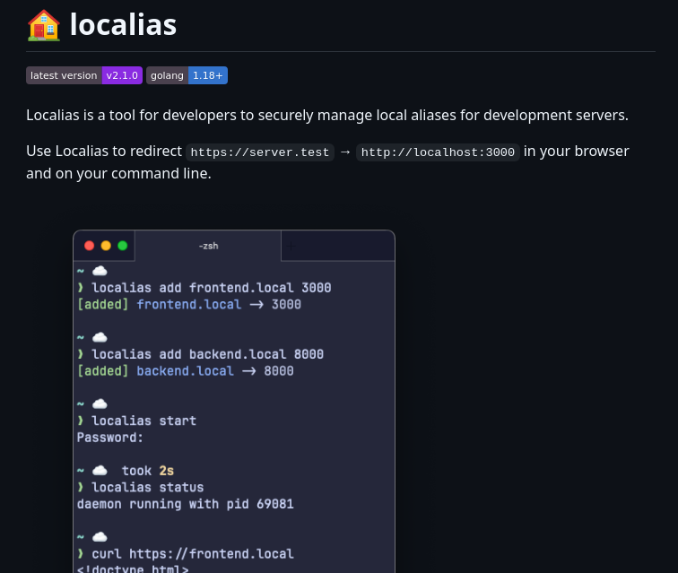 tom_doerr's tweet image. Manage local domain aliases for development servers
