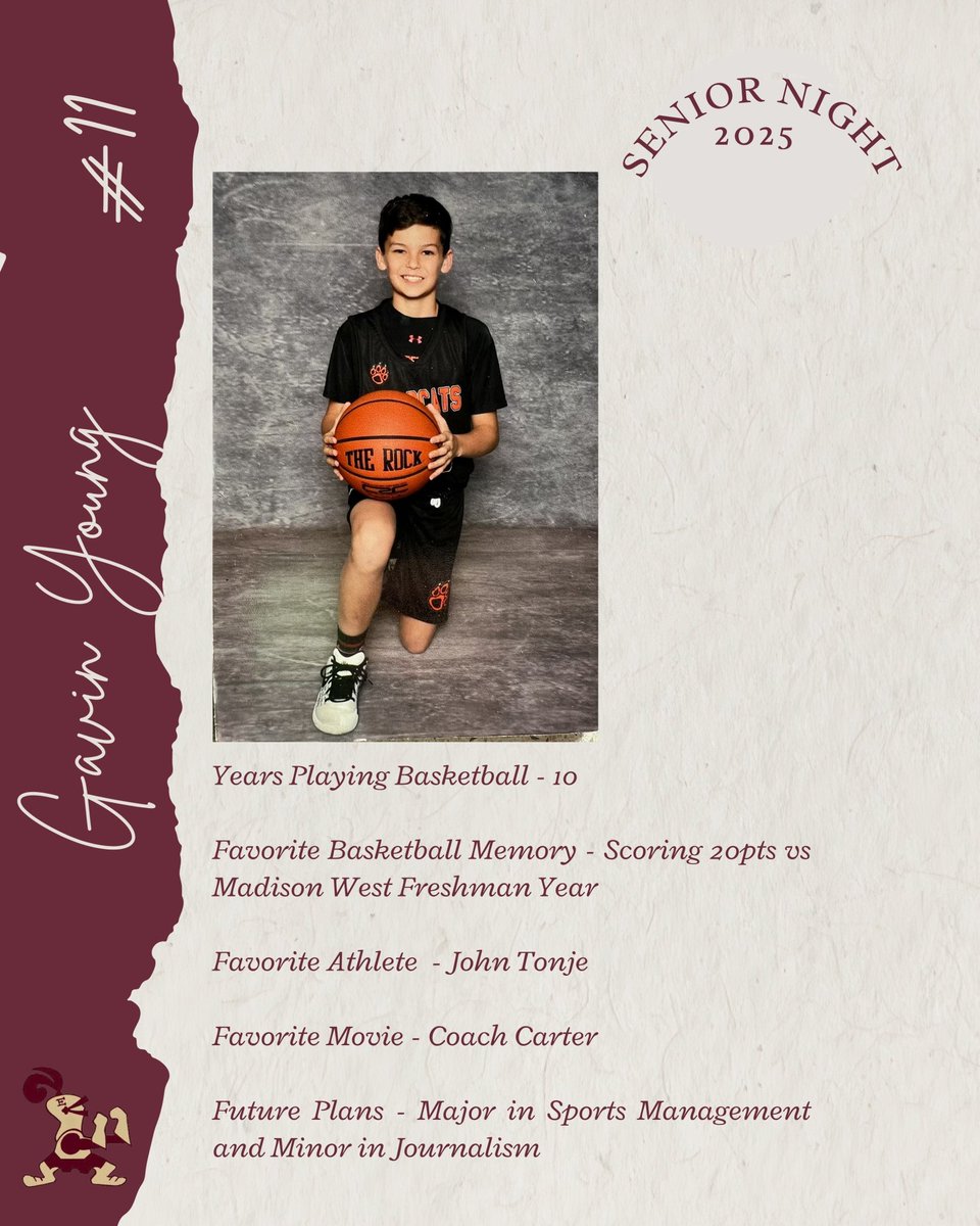Our third senior is Gavin Young. If you give him a penny in practice and he’ll shoot lights out.