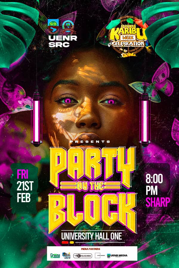 Get ready to party like it's the last block on earth! 🕺💃 See you at University Hall One at 8pm sharp 🔥
#PartyOnTheBlock #KaribuWeek #UENRMedia