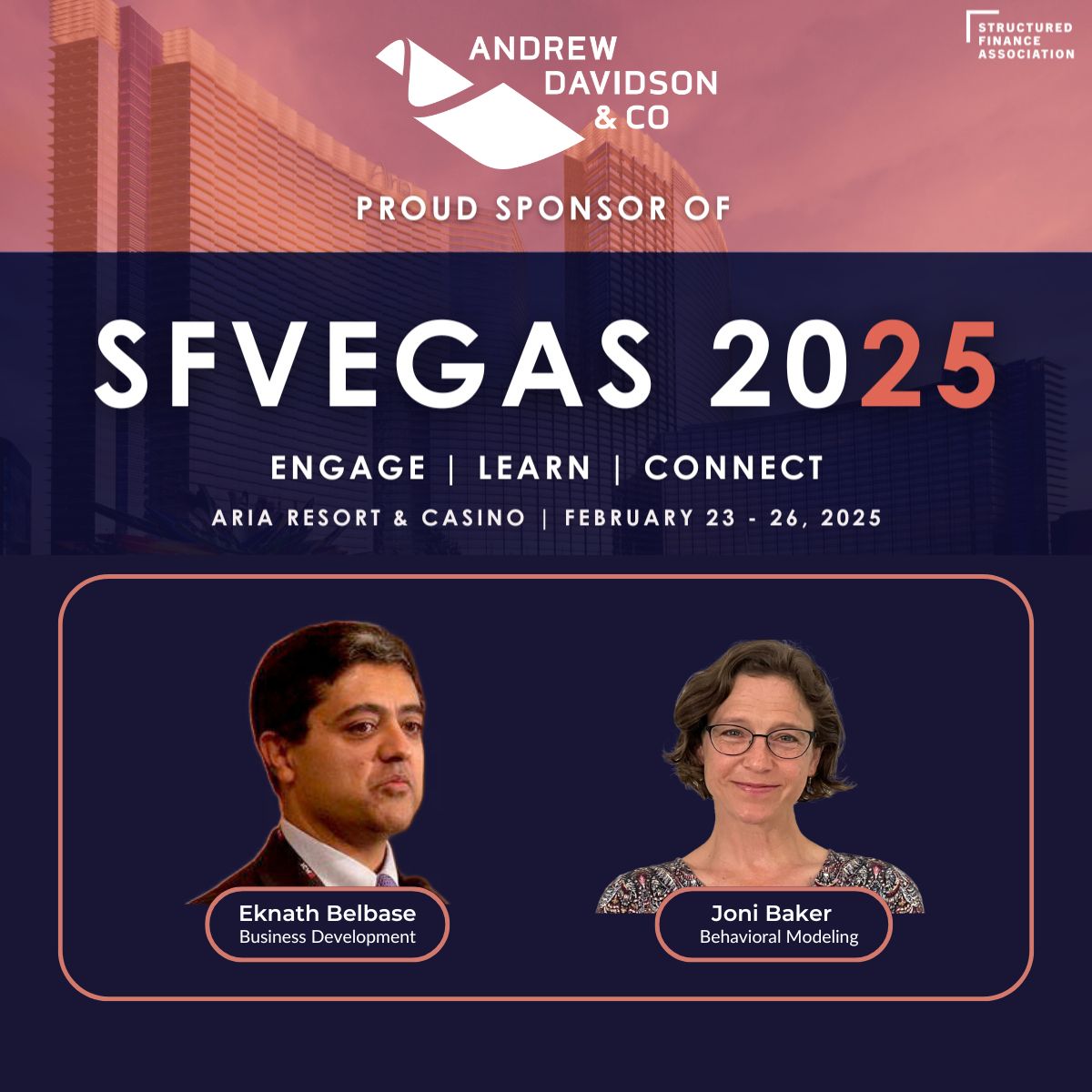 Andrew Davidson & Co (@adcoanalytics) on Twitter photo At <a href="/SFAssociation/">Structured Finance Association</a>'s SFVegas 2025, we offer you a unique opportunity to connect and explore our climate risk solutions.
Let's meet to discuss our climate risk solution, Climate Impact Suite (CIS).
Schedule your one-on-one meeting with AD&Co experts ➡️: lnkd.in/ezY4dbch At <a href="/SFAssociation/">Structured Finance Association</a>'s SFVegas 2025, we offer you a unique opportunity to connect and explore our climate risk solutions.
Let's meet to discuss our climate risk solution, Climate Impact Suite (CIS).
Schedule your one-on-one meeting with AD&Co experts ➡️: lnkd.in/ezY4dbch