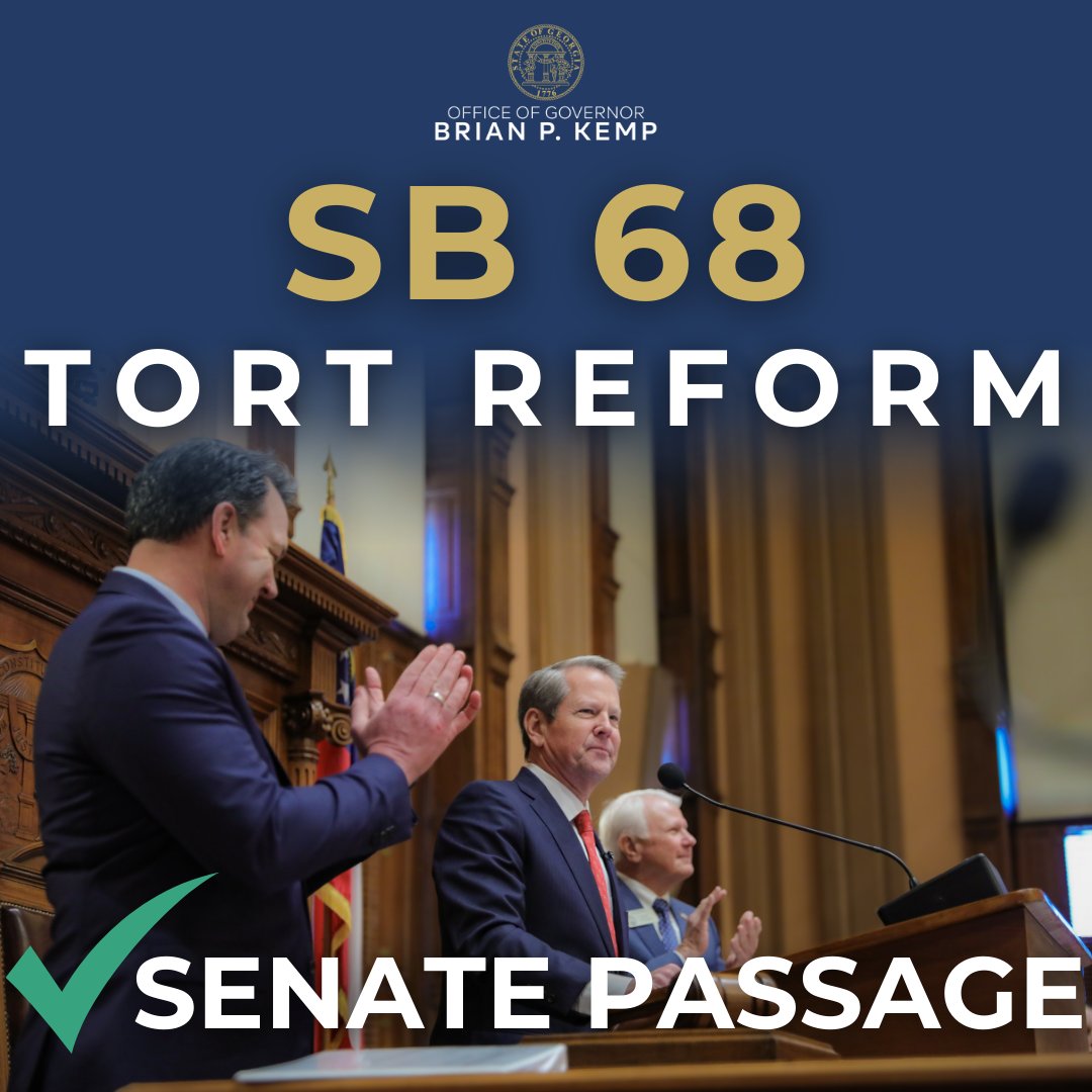 Thank you to all those who voted to support hardworking Georgians and our small businesses by passing SB 68 out of the Senate.

This is a strong bill that will stabilize the cost of insurance and the cost of doing business in our state, which means more jobs, stronger