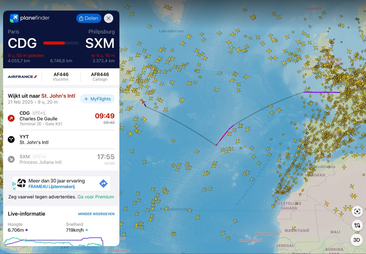 ernst83's tweet photo. Vliegtuig met vluchtnummer #AF446 van #Parijs naar #Philipsburg melder code #squawk7700. https://t.co/qOFBiY4qwJ