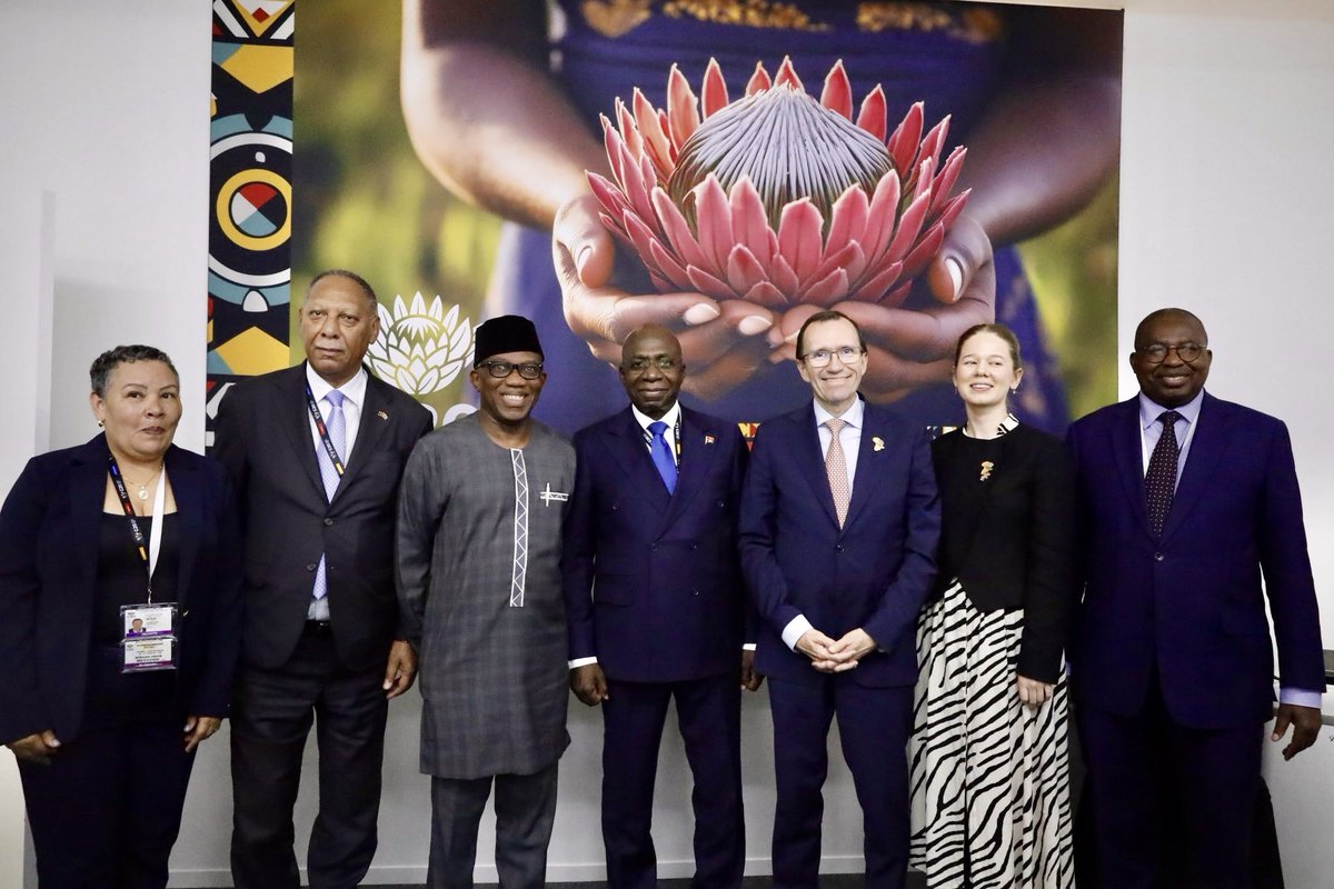Norway fully supports the African year of the #G20 &amp; South Africa’s presidency. Peace, security &amp; development must go hand in hand.

Good discussions in mye meeting with AU chair Angola <a href="/amb_tete/">Amb Tete Antonio</a> and AU commissioners <a href="/AmbMuchanga/">Amb. Albert Muchanga</a> and @BankoleAdeoye.