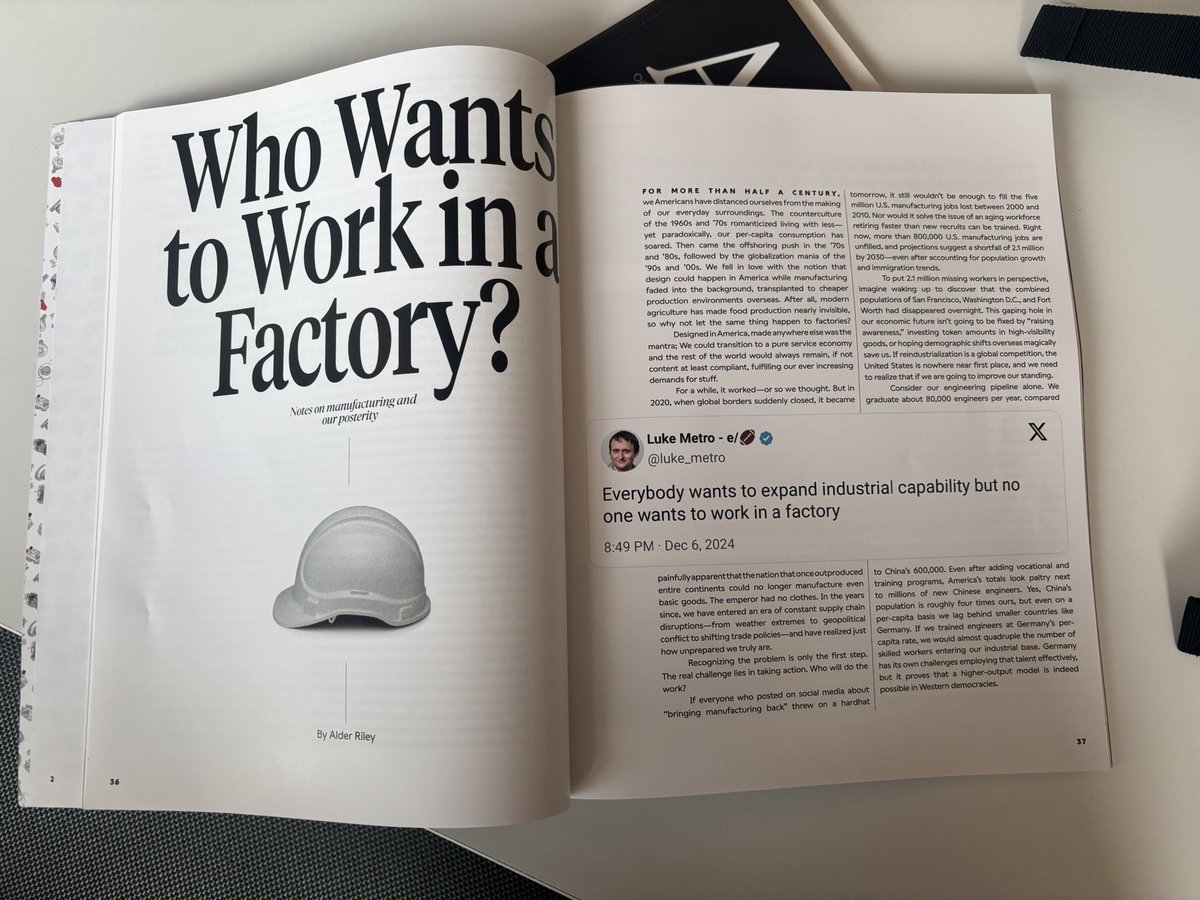 alder_riley's tweet image. Humanoids, drones, quantum chips- the US is showing signs of renaissance, but who will work the factories of this New Industrial Age?
Thanks to Arena Magazine I had an opportunity to explain how we're tackling this problem @Itemfarm in 3 states now, & soon the whole country.
1/