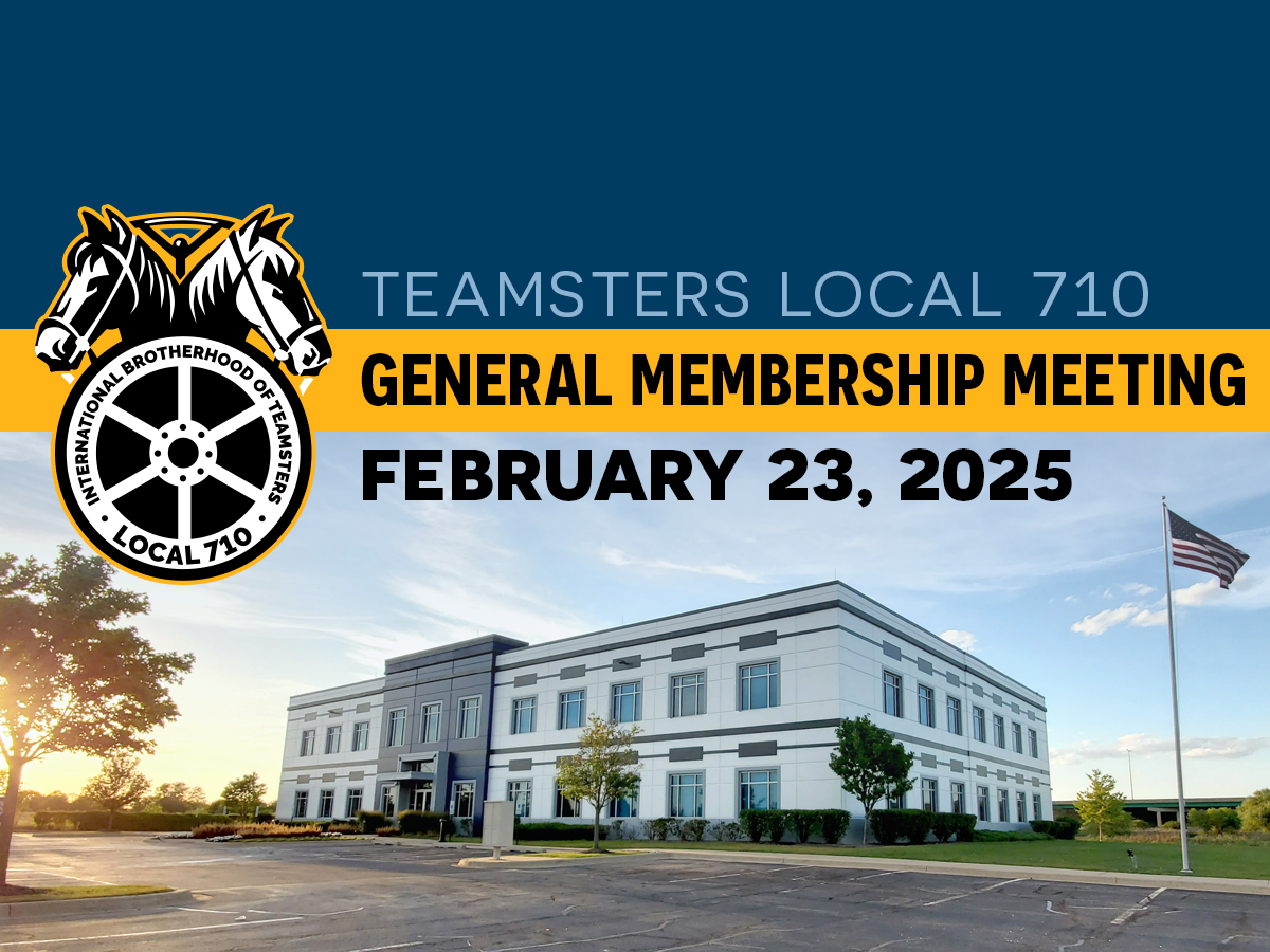 Reminder! Our February General Membership Meeting is THIS SUNDAY at 11:00! Join us at the hall or register to watch via Zoom.

teamsters710.com/2025/02/14/loc…