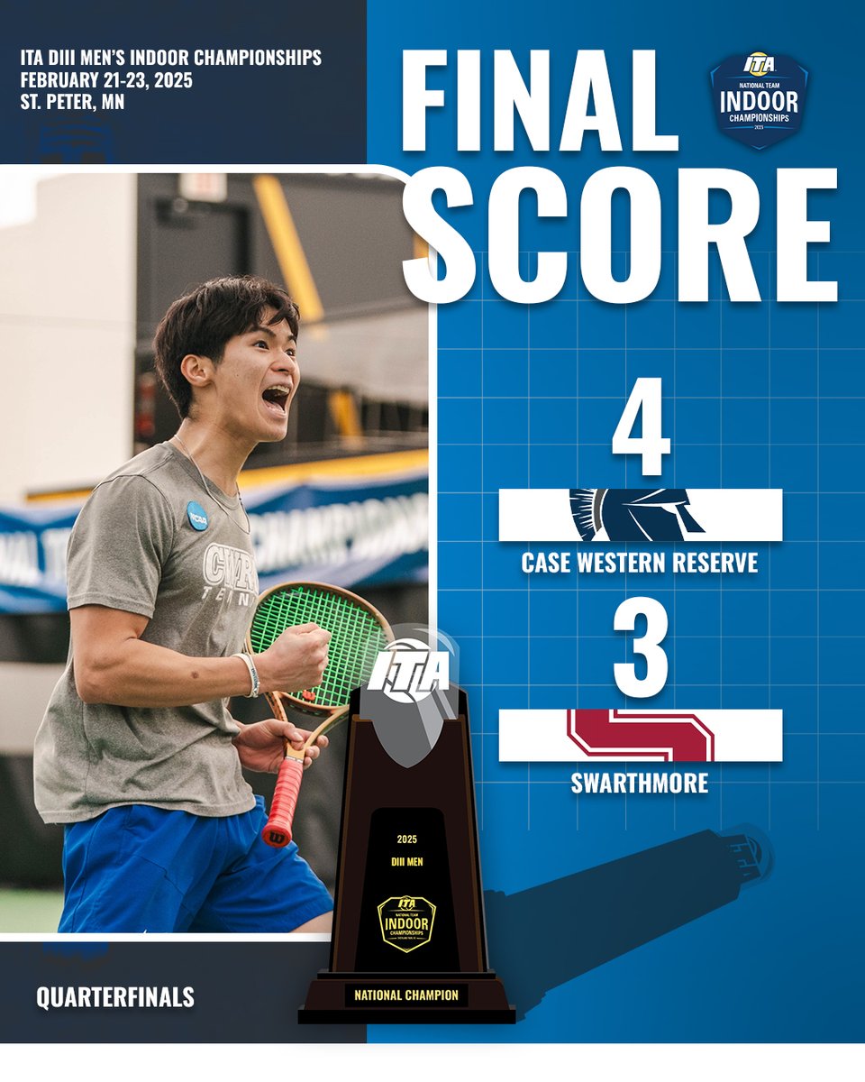 Case Takes Care Of Business 💼

Case Western Reserve takes down Swarthmore in the opening round of the ITA Division III Men's Team Indoor Championship!

#WeAreCollegeTennis | #ITAIndoors