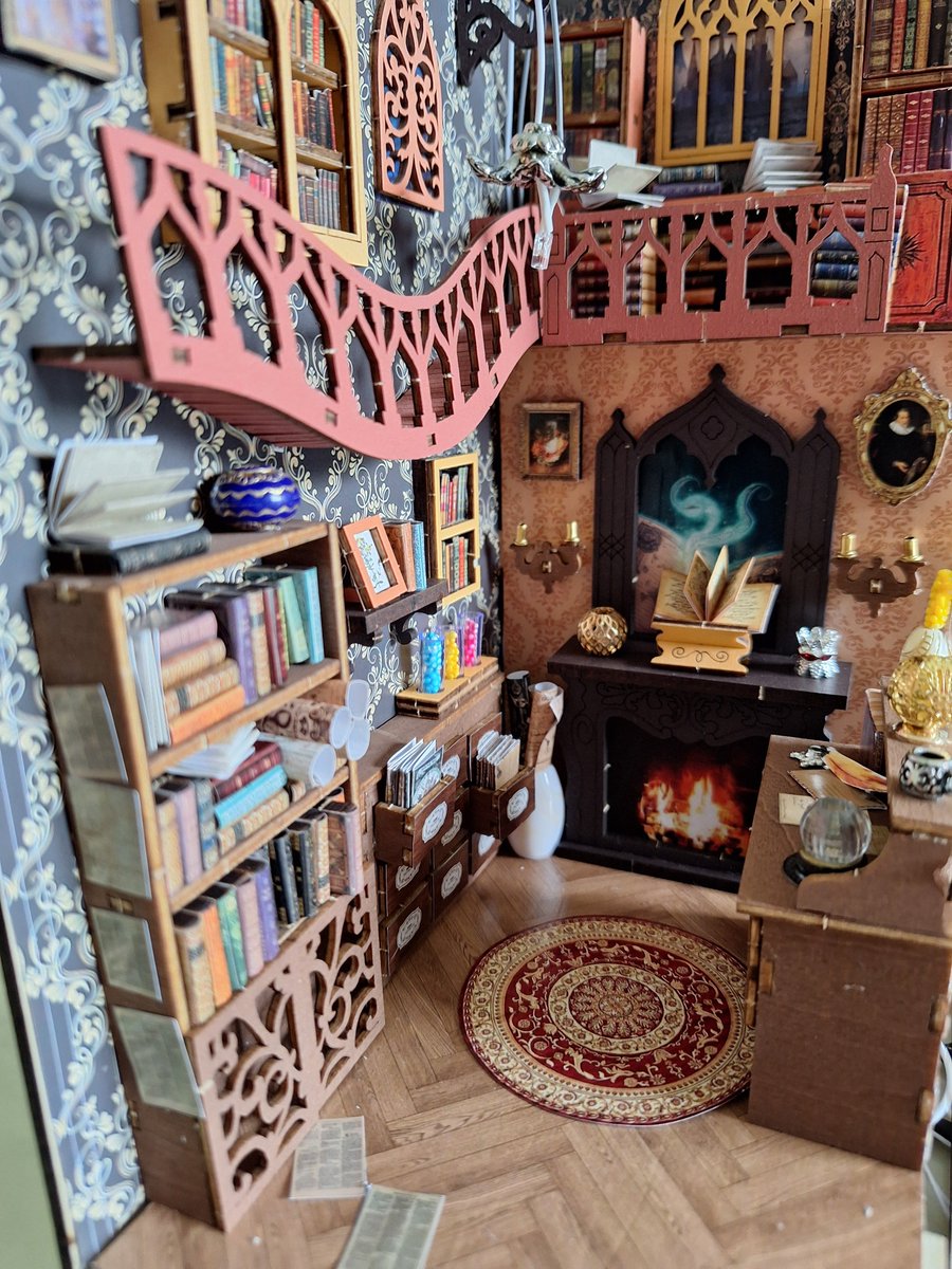 globetrotteri's tweet photo. My miniature magic library is complete and I love it.

When you live in constant pain, hobbies make life bearable. You bet I handmade all those books. 

#Miniature #BookNook #Model #books #CPP #Hobbies #CopingTechniques https://t.co/9cSBC4gYmo