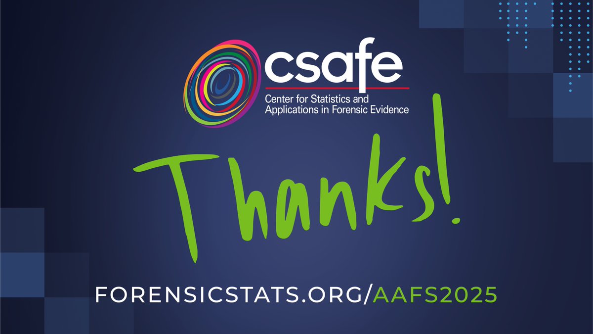 Thanks to everyone who stopped by our booth at the AAFS Conference #AAFS2025! We had a great time.
Keep learning after the conference — Visit our website to stay up-to-date on the latest courses from CSAFE Learning.
learn.forensicstats.org