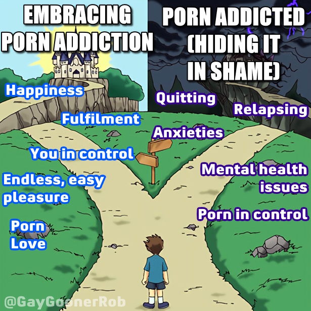 Don't fight porn! You're making yourself miserable! Embrace your porn addiction and use it to make your life better! #pornmemes #GoonerCaptions #gooncaps #pornosexual #gaypornaddiction #porncaps #gayporncaps