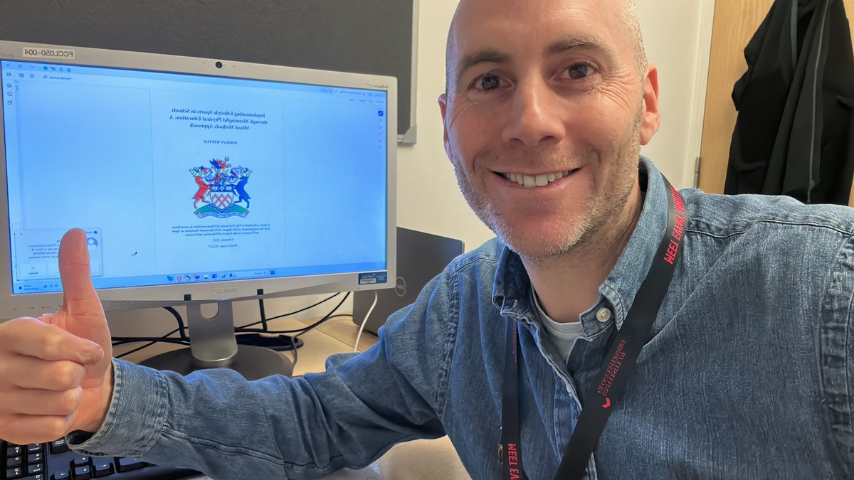 Jordan Wintle (@jordanwintlepe) on Twitter photo I thought I had better mark the day I submitted my doctorate thesis with a post.
It's a bit like scoring with 10 minutes to go; I still need to do some work to get the 3 points (viva pending).
Big thanks to <a href="/LizDurdenMyers/">Dr Liz Durden-Myers</a> and <a href="/Aspire5335/">Prof Kiara Lewis</a> for the expert supervision 🙏 I thought I had better mark the day I submitted my doctorate thesis with a post.
It's a bit like scoring with 10 minutes to go; I still need to do some work to get the 3 points (viva pending).
Big thanks to <a href="/LizDurdenMyers/">Dr Liz Durden-Myers</a> and <a href="/Aspire5335/">Prof Kiara Lewis</a> for the expert supervision 🙏