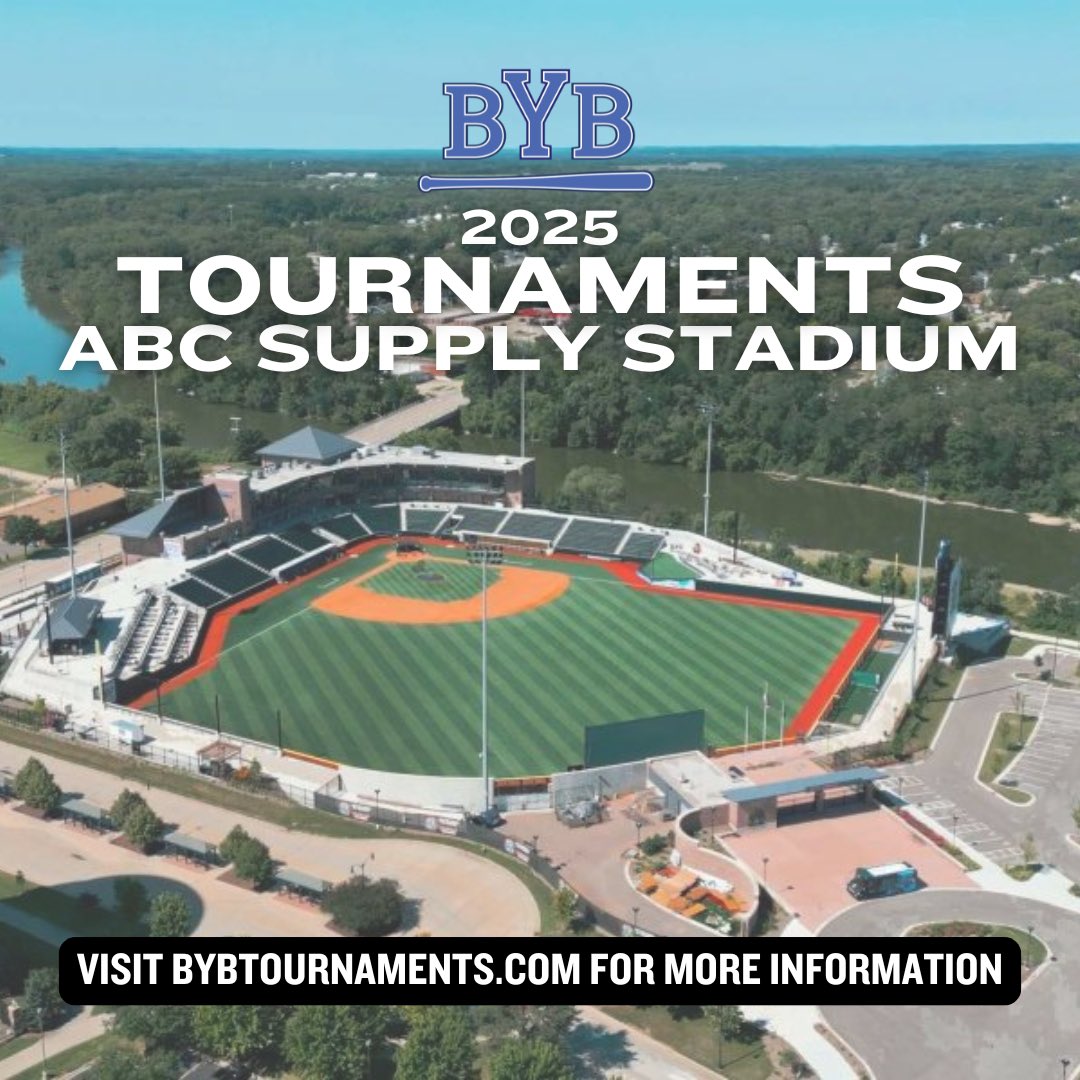 At BYB Tournaments, we’re hosting TWO tournaments at ABC Supply Stadium this summer! 

The first 4 teams to sign up in each division will be guaranteed a game at ABC Supply Stadium! 

Don’t wait, spots are filling up fast! 

Full Tournament Schedule: tinyurl.com/BYB2025